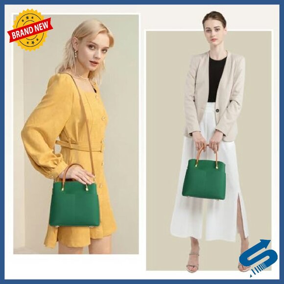 Genuine Leather Bucket Bag with 2 Straps, Spacious Shoulder Purse - Picture 3 of 8